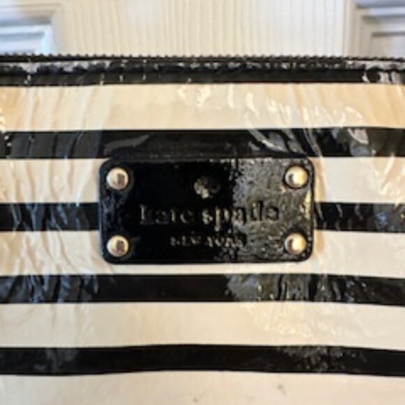 Kate Spade Black and Cream Striped Satchel - Picture 3 of 8